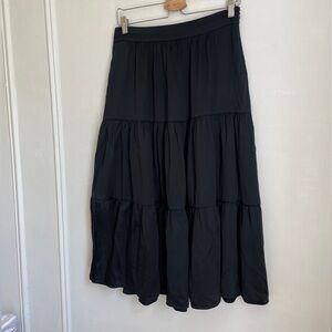 Black silk tiered skirt